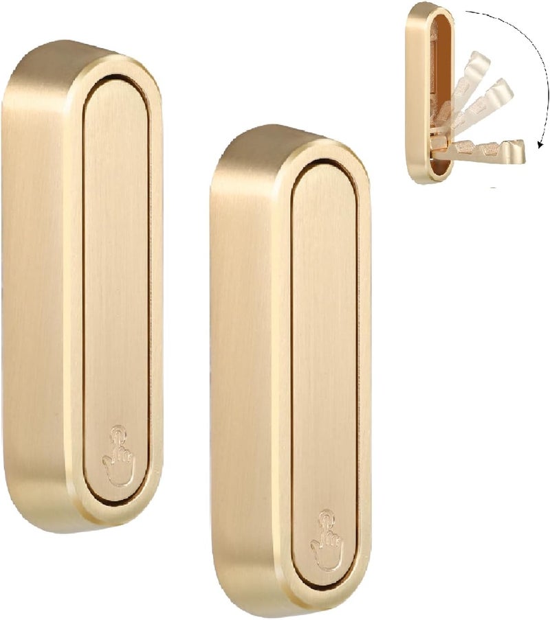 Dntorx Folding Coat Hooks, 2 Pcs Foldable Gold Wall Hooks Heavy Duty Foldable Hook Bathroom Towel Hooks Robe Hooks Wall Mounted for Hanging Coat Towels Clothes Hat Bags Keys - Image 1